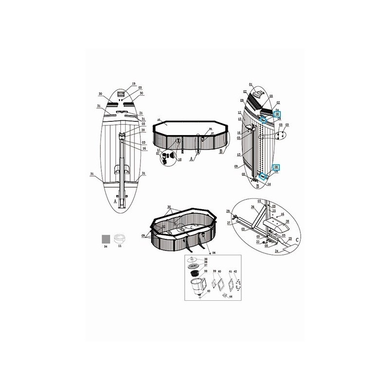 Connecteur rail les piscines à parois en acier Hydrium™ Bestway® Connecteur rail les piscines à parois en acier Hydrium™ Bestway®
