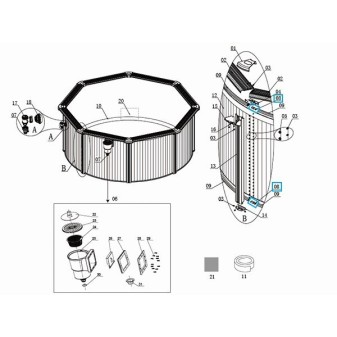 Connecteur rail les piscines à parois en acier Hydrium™ Bestway® Connecteur rail les piscines à parois en acier Hydrium™ Bestway®