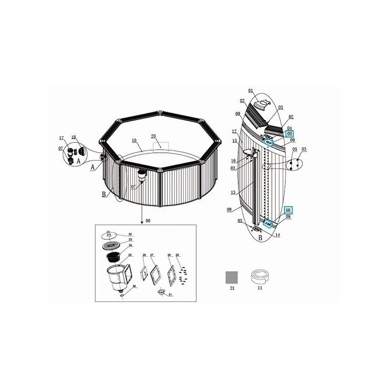 Connecteur rail les piscines à parois en acier Hydrium™ Bestway® Connecteur rail les piscines à parois en acier Hydrium™ Bestway®