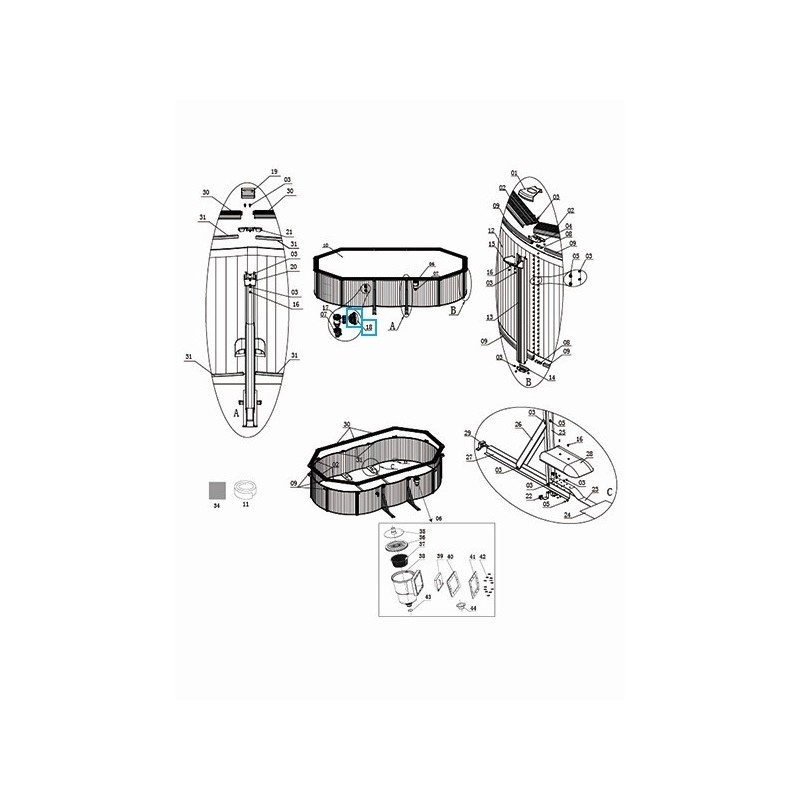Crépine de refoulement pour piscines Bestway® avec un raccordement de Ø 38 mm
