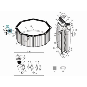 Crépine de refoulement pour piscines Bestway® avec un raccordement de Ø 38 mm