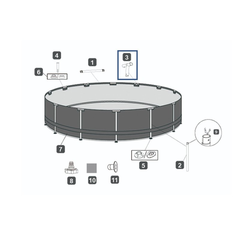 Connecteur T pour Piscines Steel Pro™ Bestway® 366 x 76 cm, Rondes