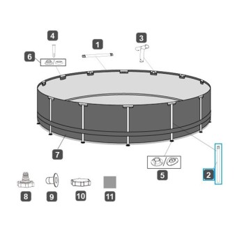 Pied vertical pour piscine Steel Pro ronde -  305 / 366 x 76 cm