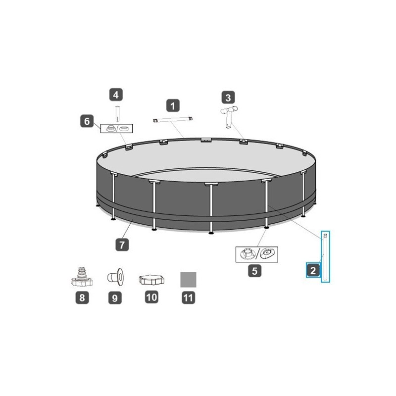 Pied vertical pour Piscines Steel Pro™ Bestway® Ø 305 / 366 cm, rondes