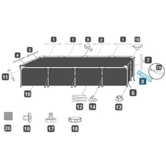Pied de soutien pour piscine Steel Pro - 400 x 211 x 81 cm