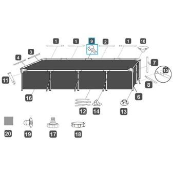 Connecteur T pour piscines Steel Pro™ Bestway® 400 x 211 x 81 cm