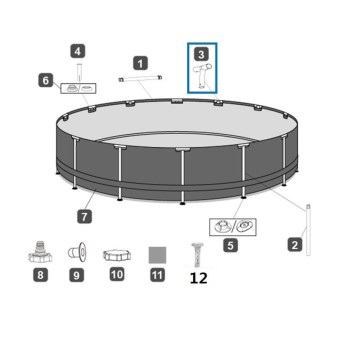 Connecteur T Piscine hors sol ronde Steel Pro Frame Bestway ø244 cm