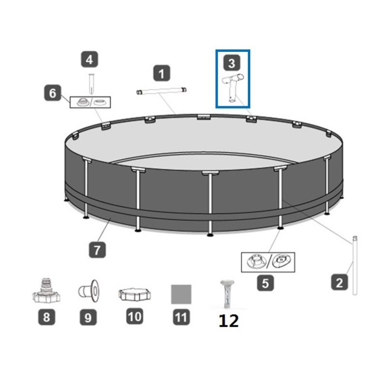 Connecteur T Piscine hors sol ronde Steel Pro™ Frame Bestway® Ø 244 cm