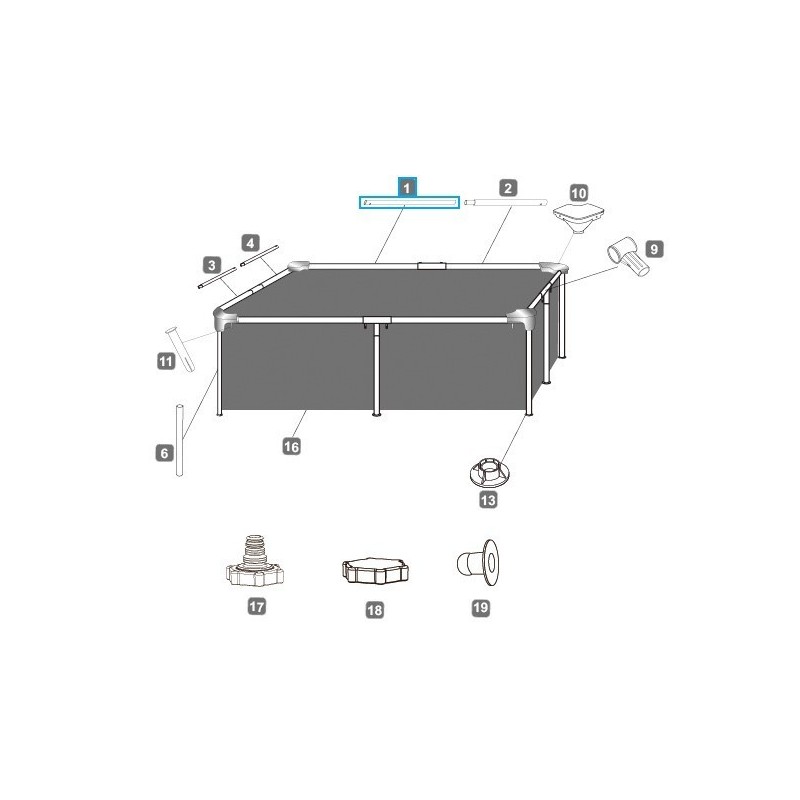 Montant Horizontal "A" pour piscine Steel Pro™ Bestway® 221 x 150 x 43 cm