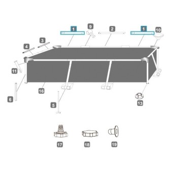 Montant horizontal "A" pour Piscine Steel Pro™ Bestway® 259 x 170 x 61 cm