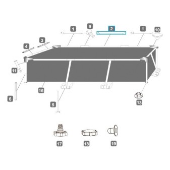 Rail horizontal "B" pour piscine Steel Pro - 259 x 170 x 61 cm