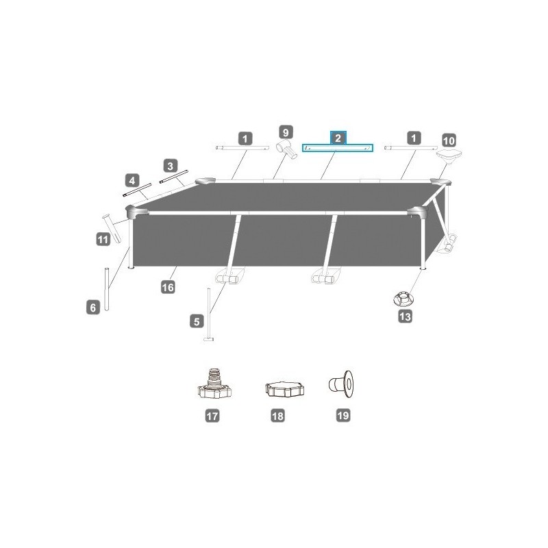 Montant horizontal "B" pour Piscine Steel Pro™ Bestway® 259 x 170 x 61 cm