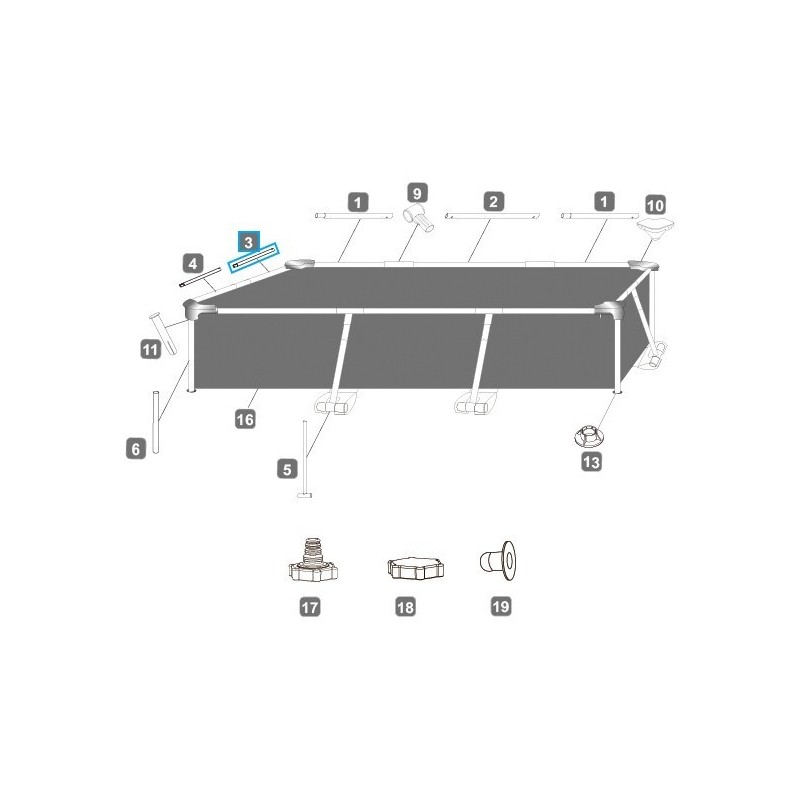 Montant horizontal "C" pour piscine Steel Pro™ Bestway® 259 x 170 x 61 cm
