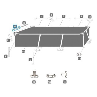 Montant horizontal "D" pour piscine Steel Pro™ Bestway® 259 x 170 x 61 cm