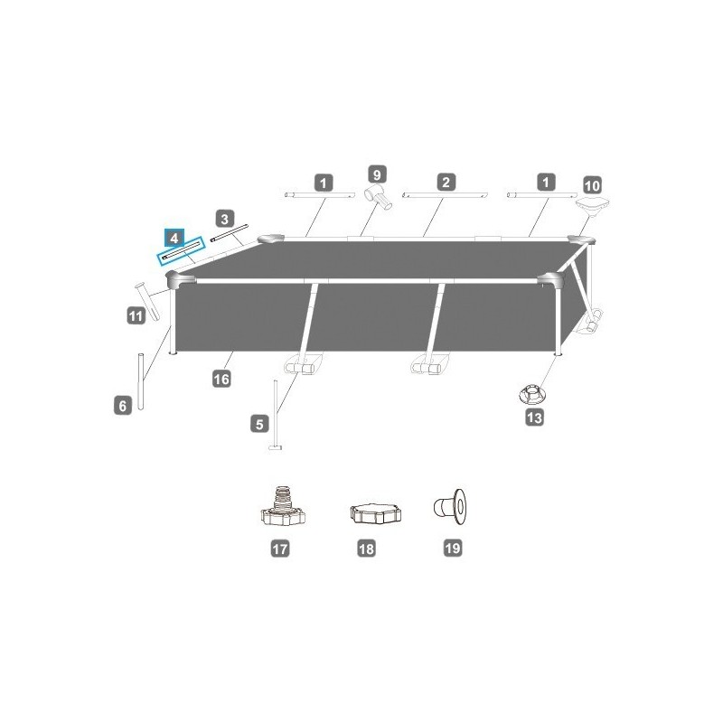 Montant horizontal "D" pour piscine Steel Pro™ Bestway® 259 x 170 x 61 cm