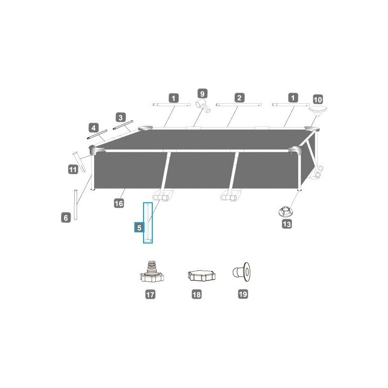 Pied vertical en T pour piscines Steel Pro™ Bestway® 259 x 170 x 61 cm