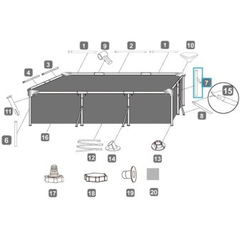 Pied vertical Y pour Piscines Steel Pro™ Bestway® 300 x 201 x 66 cm