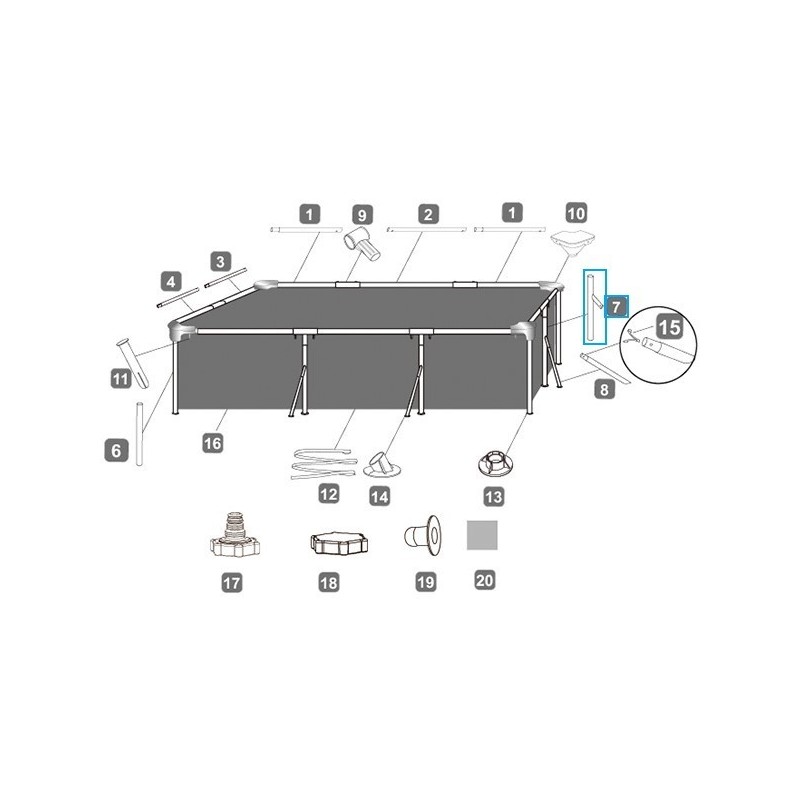 Pied vertical Y pour Piscines Steel Pro™ Bestway® 300 x 201 x 66 cm