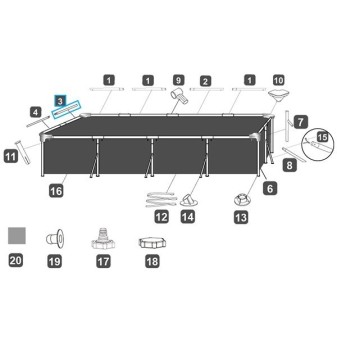 Montant horizontal "C" pour piscines Steel Pro™ Bestway® 400 x 211 x 81 cm