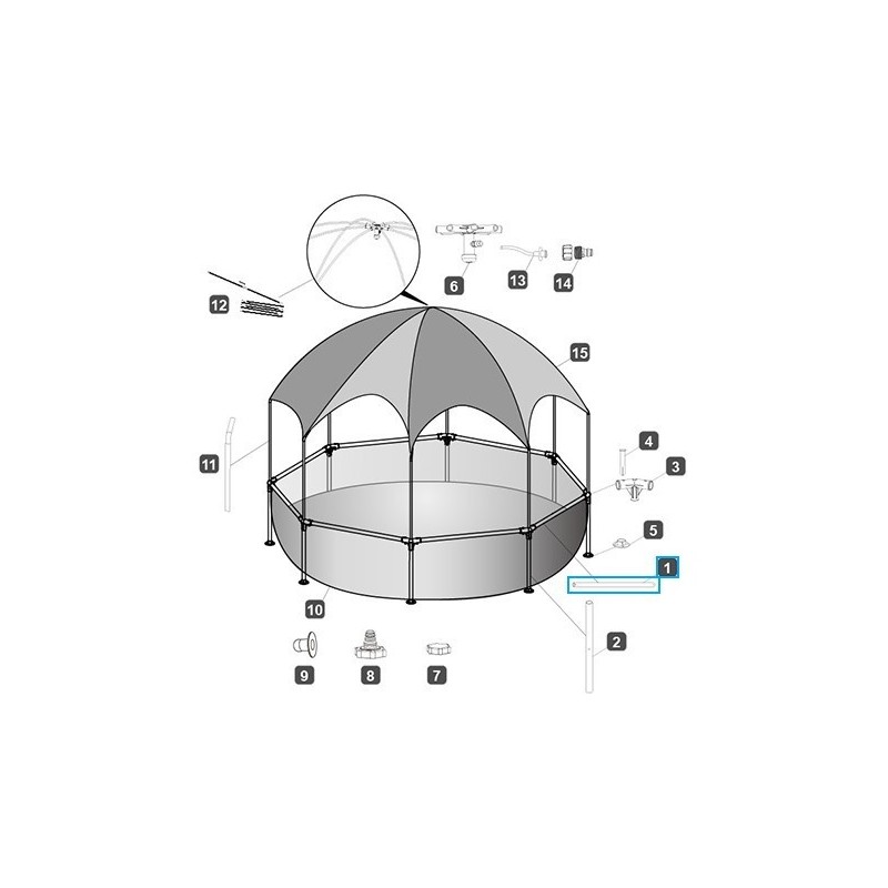 Montant horizontal pour Steel Pro™ Piscine Splash-in-Shade Bestway® 244 x 51cm, Ronde