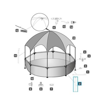 Pied vertical pour piscine Steel Pro Splash-in-Shade ronde - 244 x 51 cm