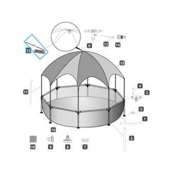 Arceau Fibre de verre pour pour piscine Steel Pro™ UV-Careful™ Splash-in-Shade Bestway® 244 x 51 cm, rond