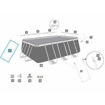 Support en U "B" côtés courts pour piscines Power Steel™ Bestway® 404 x 201 x 100 cm / 427 x 250 x 100 cm