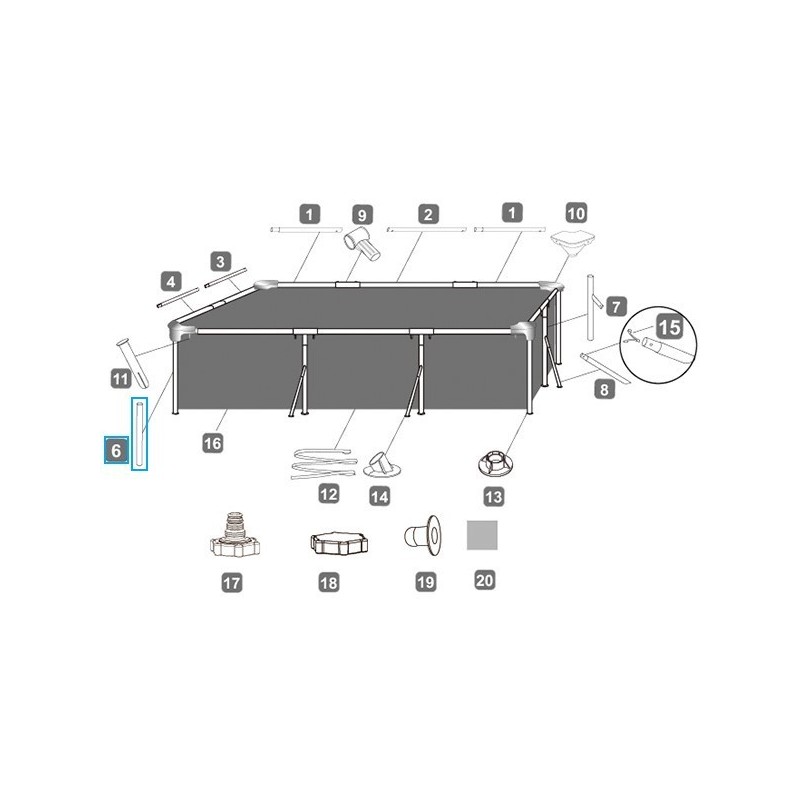 Pied vertical pour Piscines Steel Pro™ Bestway® 300 x 201 x 66 cm