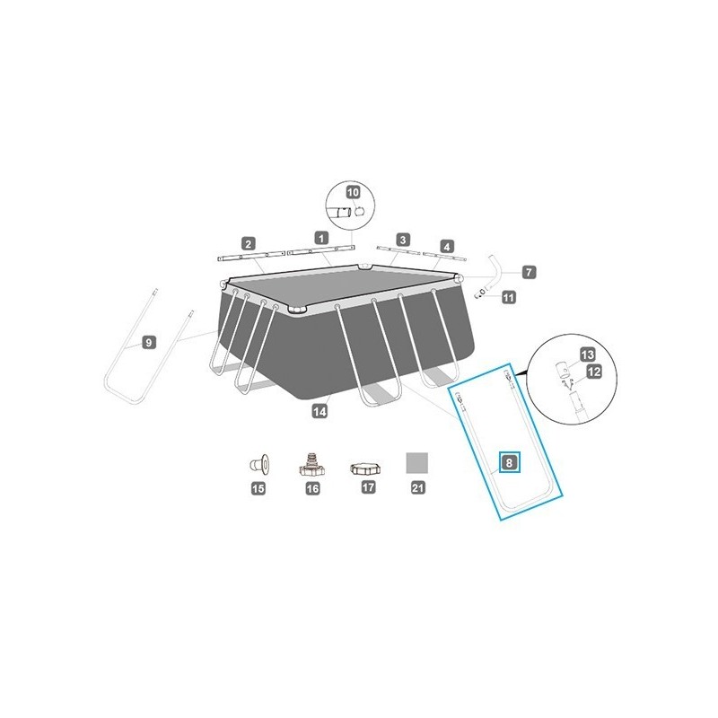 Support en U "A" côtés longs pour piscines Power Steel™ Bestway® (hauteur 84 cm)