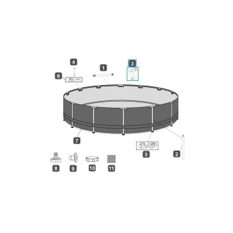 Connecteur T pour piscine Power Steel™ Bestway® 488 x 122 cm, gris, ronde