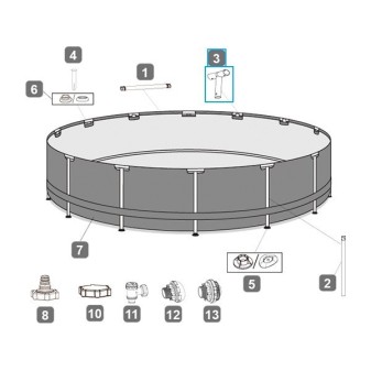 Connecteur T pour piscines Power Steel™ Bestway® 488 x 122  / 549 x 122 cm, ronde