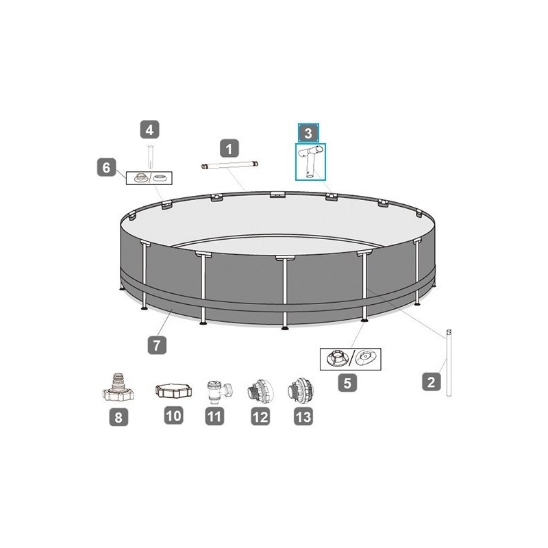 Connecteur T pour piscine Power Steel™ Bestway® 610 x 122 cm, ronde