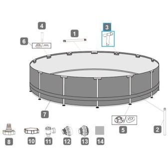 Connecteur T pour piscines Power Steel™ Bestway® 610 / 671 x 132 cm, rondes