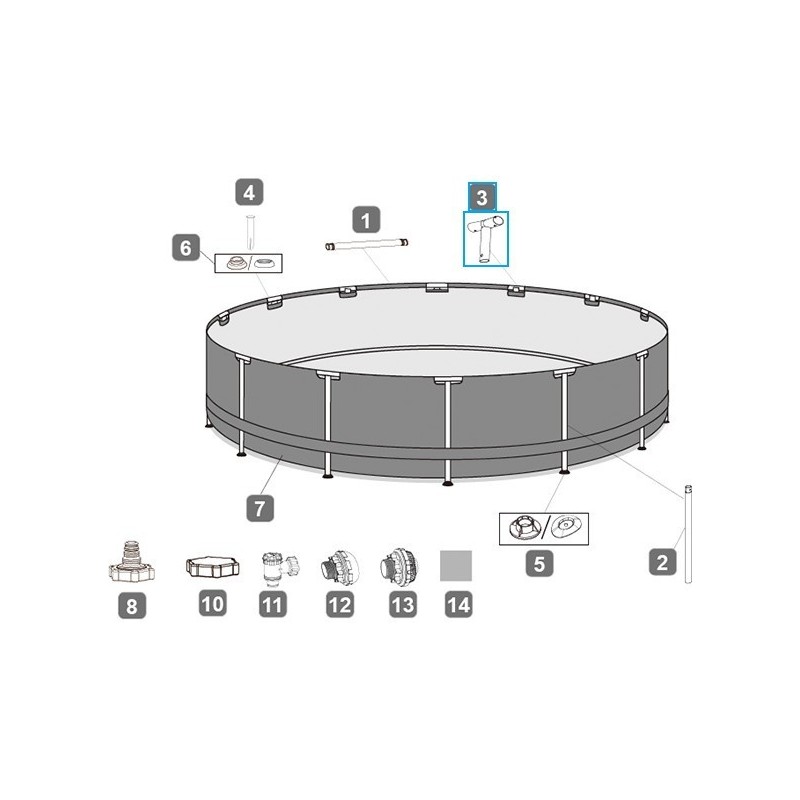 Connecteur T pour piscines Power Steel™ Bestway® 610 / 671 x 132 cm, rondes