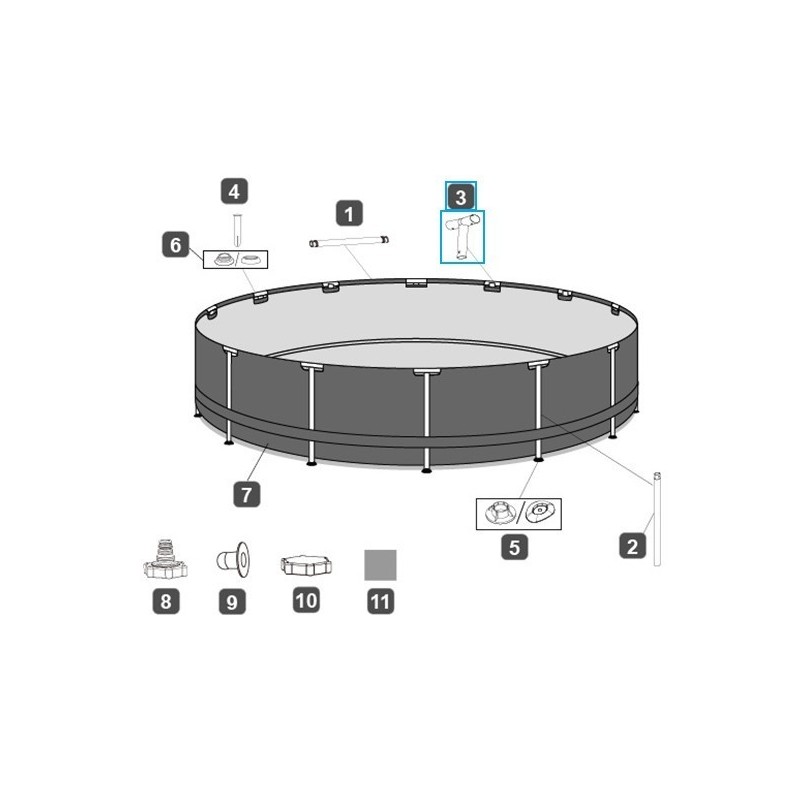 Connecteur T pour piscines Power Steel™ Pools Bestway® 427 / 488 x 122 cm, rondes