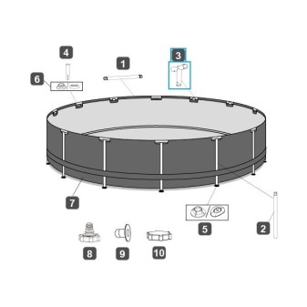 Connecteur T pour piscines Steel Pro MAX™ Bestway® 427 x 84 / 427 x 107 cm