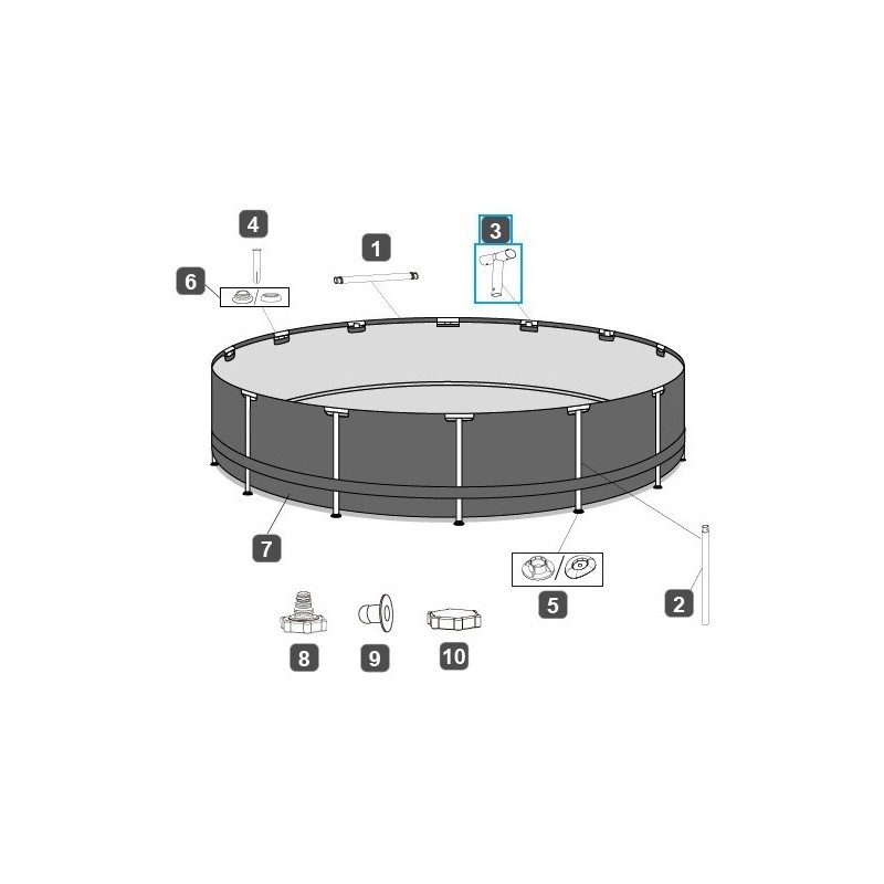 Connecteur T pour piscines Steel Pro MAX™ Bestway® 427 x 84 / 427 x 107 cm