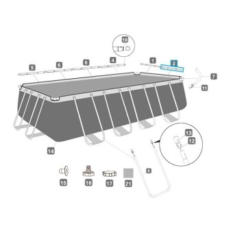 Top rail "B" pour piscines Power Steel™ Bestway® 488 x 244 x 122 cm