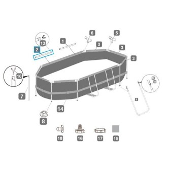 Top rail "B" pour piscine Power Steel™ Bestway® 300 x 200 x 84 cm, ovale