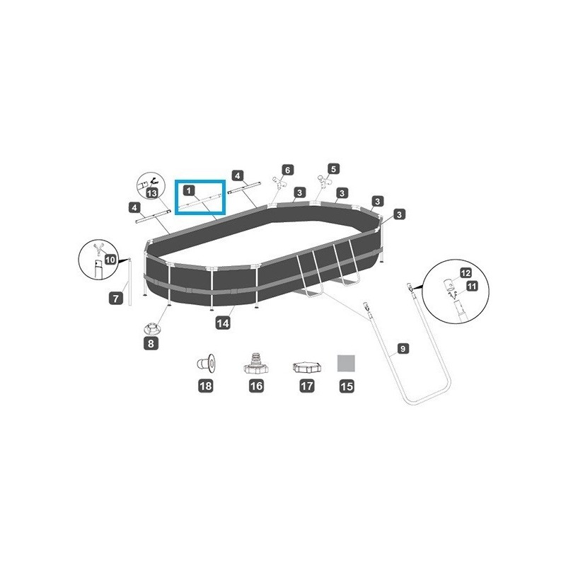 Top rail "A" pour piscine Power Steel™ Bestway® 427 x 250 x 100 cm, ovale