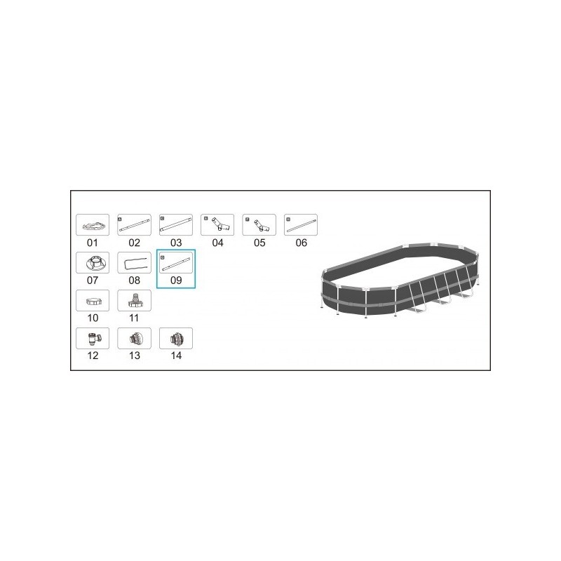 Top rail "G" pour Piscines Power Steel™ Bestway 549 x 274 x 122 cm, ovales