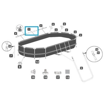 Top rail "A" pour piscine Power Steel™ Swim Vista Bestway® 427 x 250 x 100 cm Top rail "A" pour piscine Power Steel™ Swim Vista Bestway® 427 x 250 x 100 cm