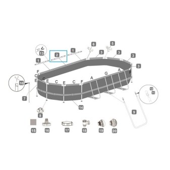 Top rail "G" pour Piscine Power Steel™ Swim Vista Bestway® 549 x 274 x 122 cm Top rail "G" pour Piscine Power Steel™ Swim Vista Bestway® 549 x 274 x 122 cm