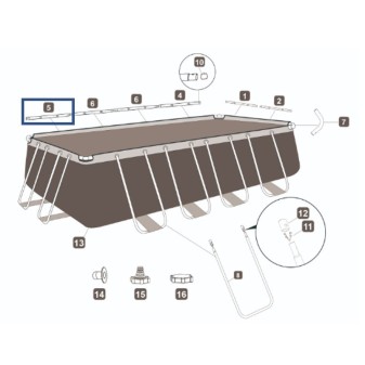 Montant horizontal "E" pour piscines Power Steel™ Bestway® 2019 (P61938)
