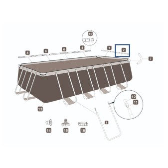 Top rail "B" Piscine à Cadre Power Steel™ Bestway® 488 x 255 x 122 cm (P61948)