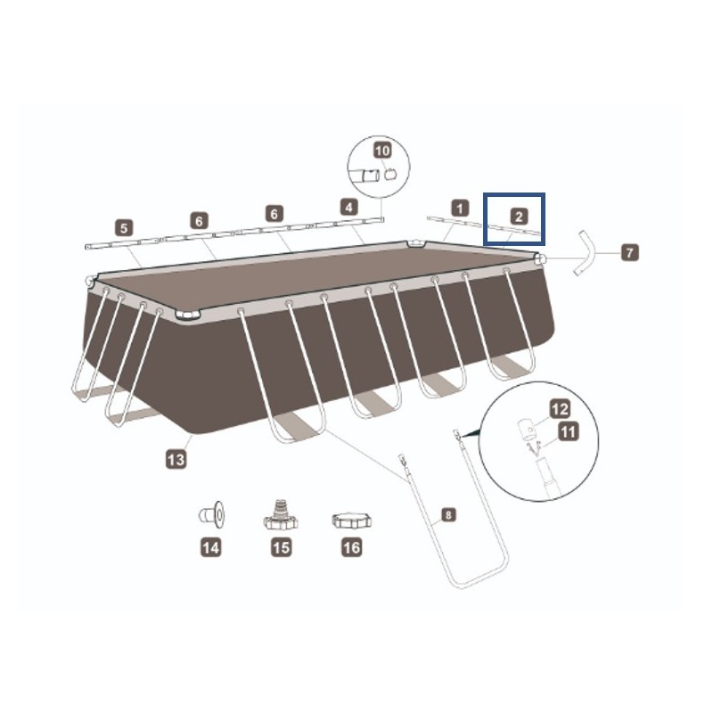 Top rail "B" Piscine à Cadre Power Steel™ Bestway® 488 x 255 x 122 cm (P61948)
