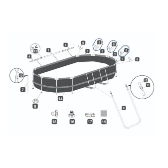 Connecteur T "E" pour piscines Power Steel™ Bestway® 427 / 488 / 549 / 610 cm (P62007)