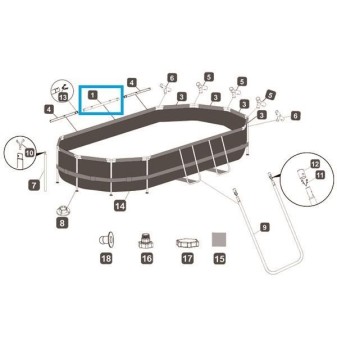 Top rail "A" pour piscine Power Steel Swim Vista ovale - 488 x 305 x 107 cm