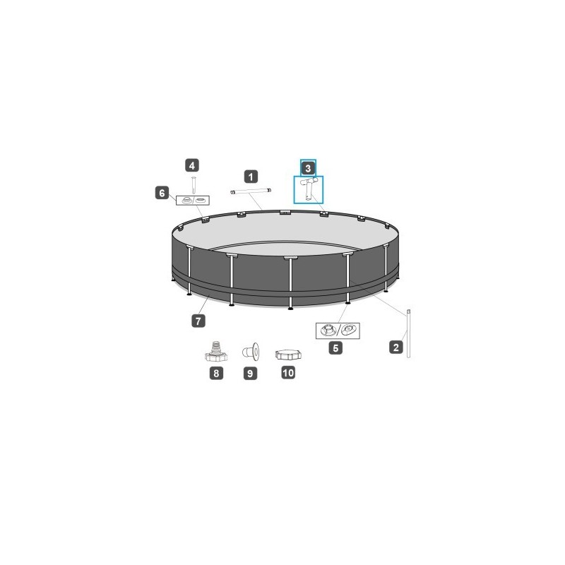 Connecteur T pour piscines Steel Pro MAX™ Bestway® 366 x 100 cm, rondes
