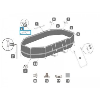 Top rail B pour piscines Power Steel™ Bestway® 305 x 200 x 84 cm, ovale